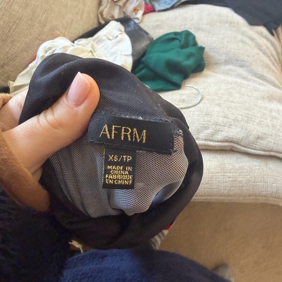 AFRM Shailene Dress in Realism Rose Sheer Black Dress with Rose Detail Size XS - Picture 2 of 6